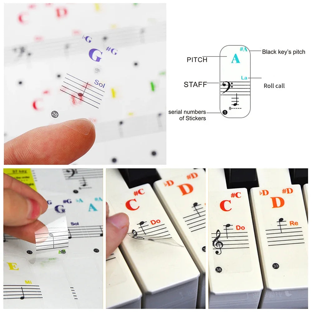 Colourful Piano Stickers - 88 Keys