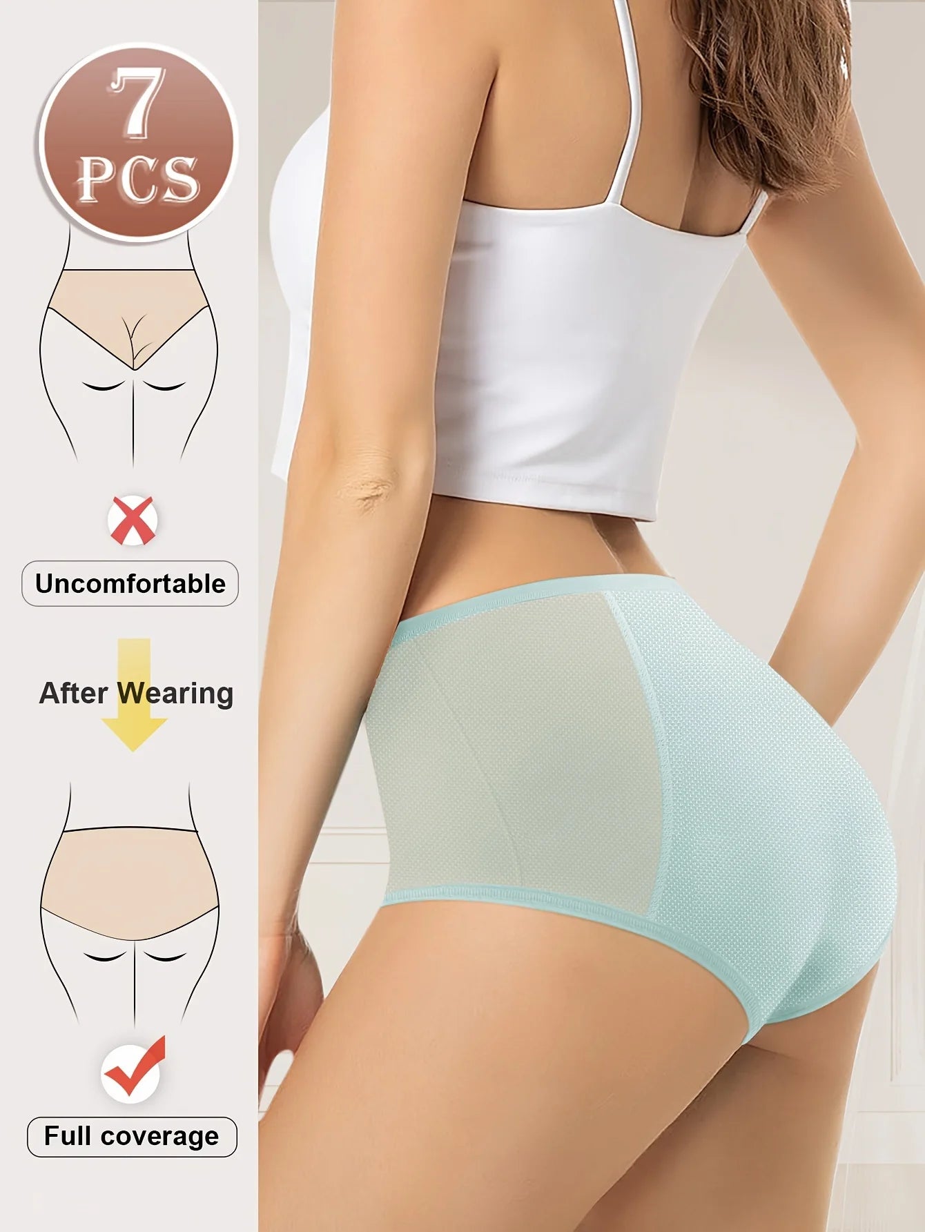 7-Pack Women’s Incontinence Underwear (Leak-Proof & Washable)
